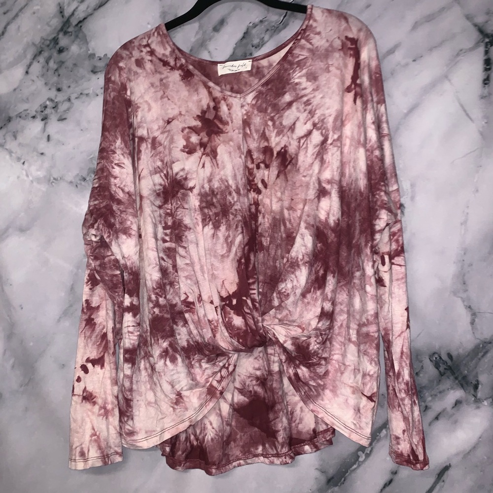 Long Sleeve Tie Die Knot Top